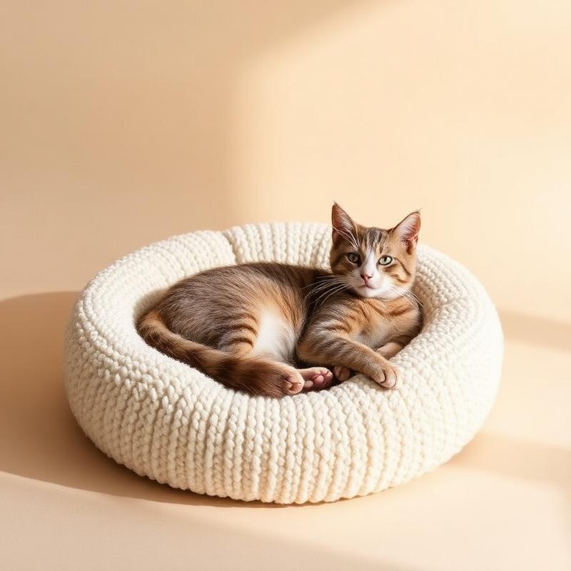 Boucle kerek macskafekhely – prémium puha pamut, 55 cm